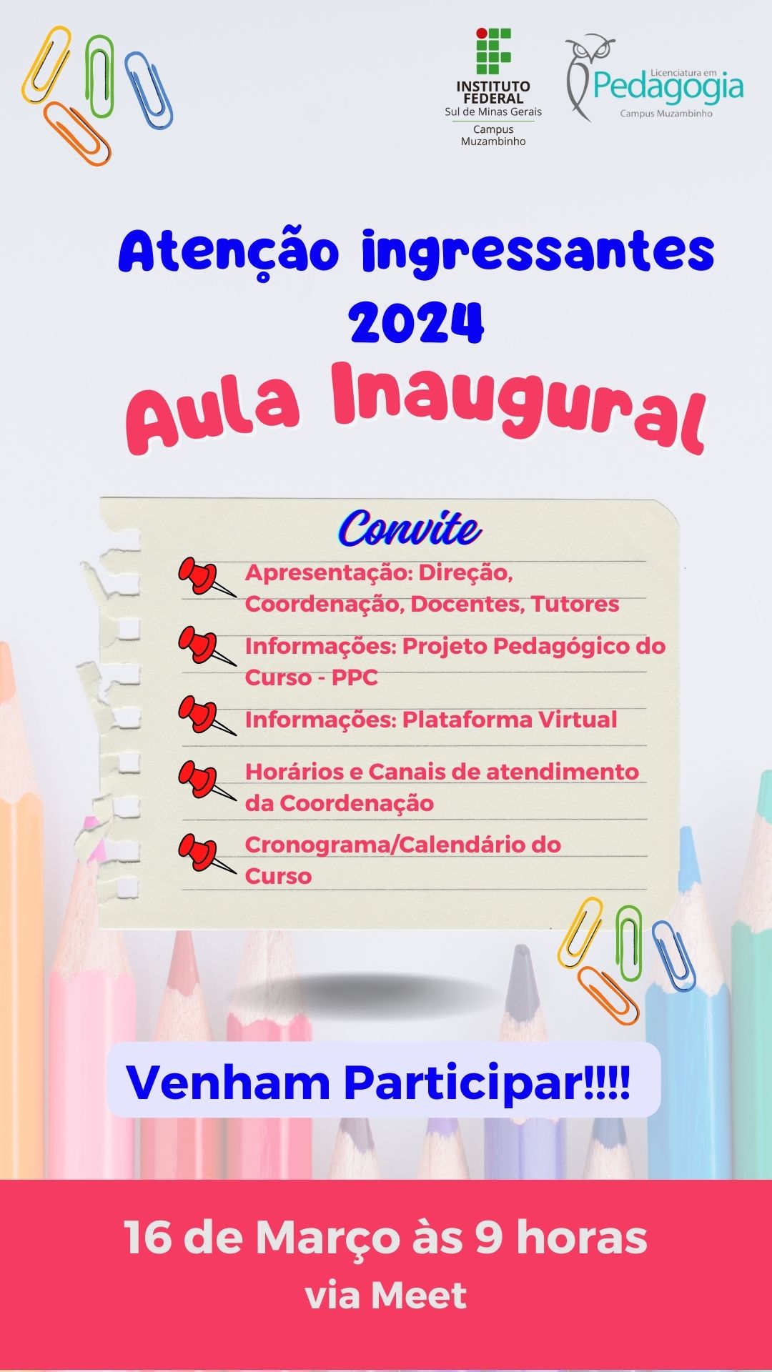 Aula Inaugural Pedagogia 16.03.2024